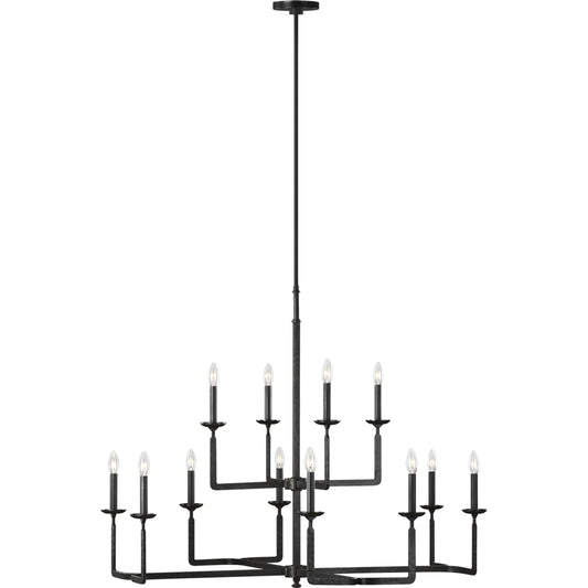Ansley Linear Chandelier by Generation Lighting in aged iron. Made from steel in a eclectic & global style.