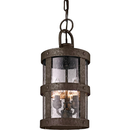 Barbosa Lantern by Troy in aged pewter. Made from hand forged iron in a cottage & farmhouse style.