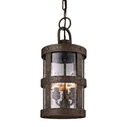 Barbosa Lantern by Troy in aged pewter. Made from hand forged iron in a cottage & farmhouse style.