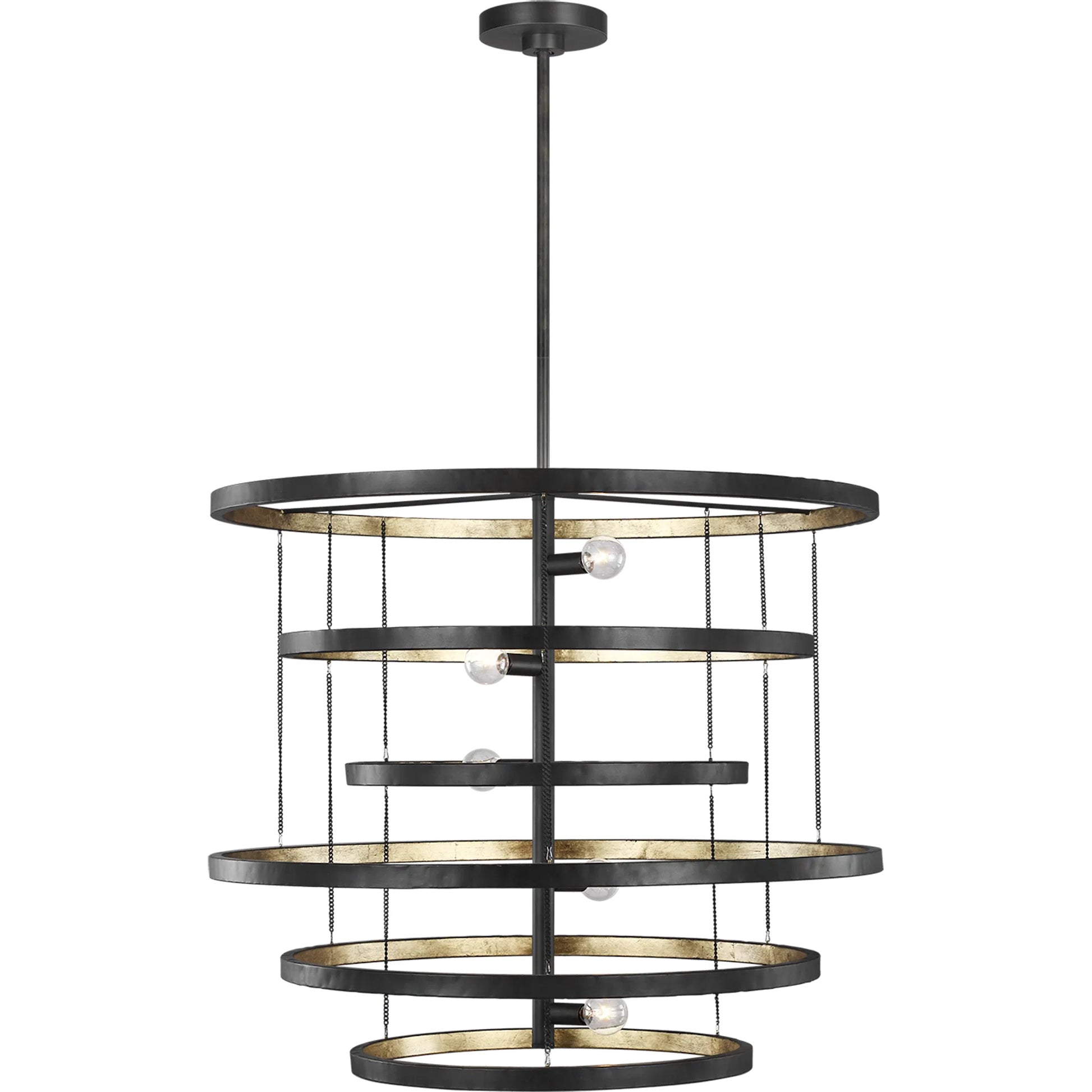 Celeste Chandelier by Generation Lighting in aged iron. Made from steel in a modern style.
