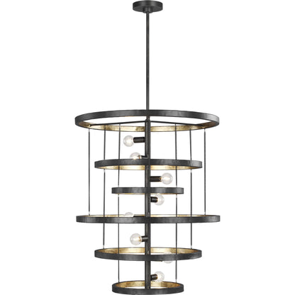 Celeste Chandelier by Generation Lighting in aged iron. Made from steel in a modern style.