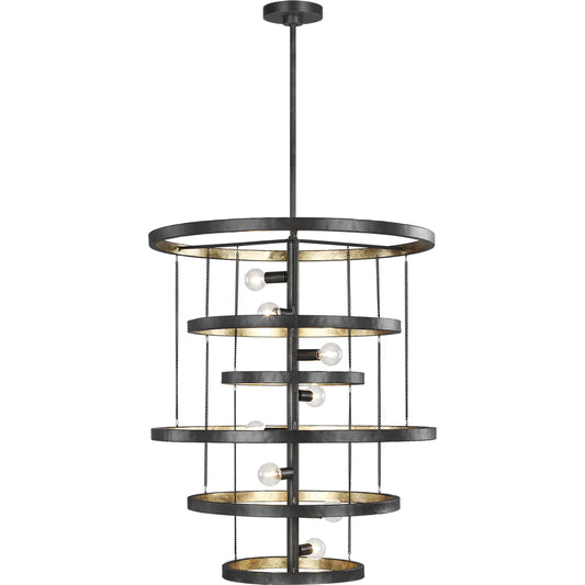 Celeste Chandelier by Generation Lighting in aged iron. Made from steel in a modern style.