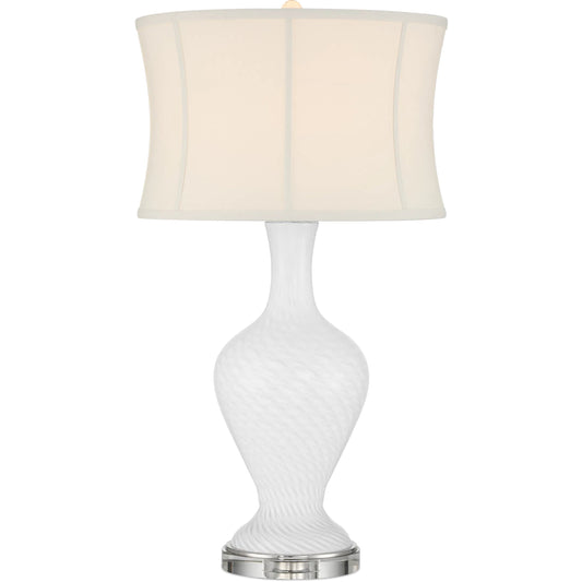 Zeta Table Lamp by Currey and Company in white, clear. Made from glass, optic crystal in a unique style.
