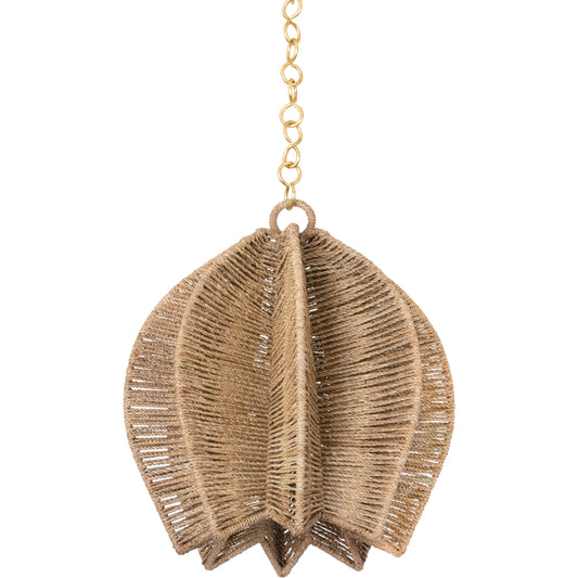 Valatie Pendant by Troy in vintage gold leaf. Made from steel in a rustic style.