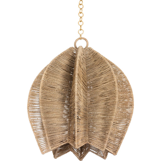 Valatie Pendant by Troy in vintage gold leaf. Made from steel in a rustic style.