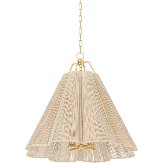 Sonoma Pendant by Troy in vintage gold leaf. Made from steel in a unique style.
