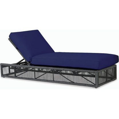 Milano Outdoor Adjustable Chaise by Sunset West in slate. Made from olefin rope in a coastal style.