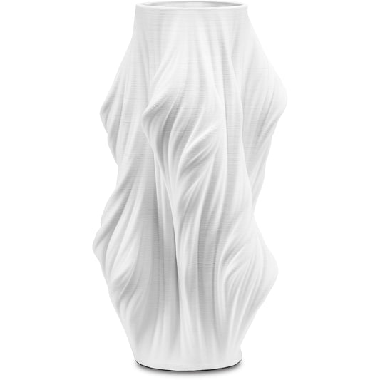 Yin Vase by Currey and Company in white. Made from porcelain in a coastal style.