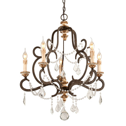 Bordeaux Chandelier by Troy in parisian bronze. Made from hand worked iron in a traditional style.