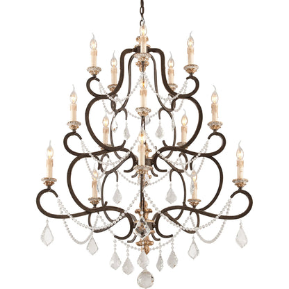 Bordeaux Chandelier by Troy in parisian bronze. Made from hand worked iron in a traditional style.