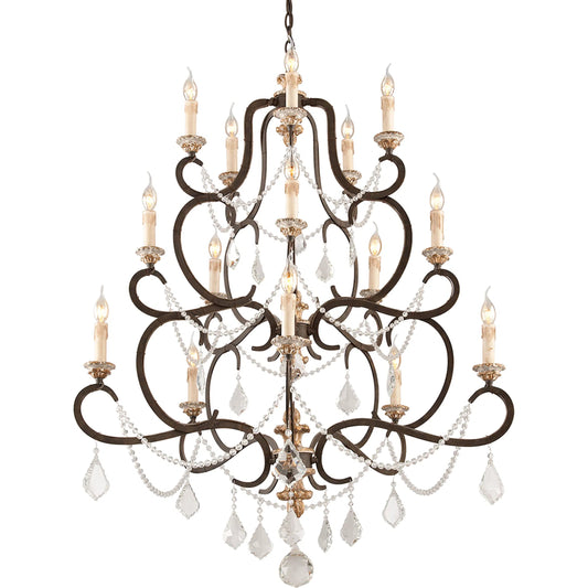 001 SI-2072649 | Primary Silo | Bordeaux Chandelier by Troy in parisian bronze. Made from hand worked iron in a traditional style.
