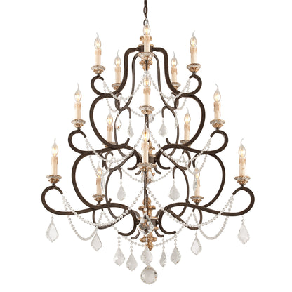 Bordeaux Chandelier by Troy in parisian bronze. Made from hand worked iron in a traditional style.