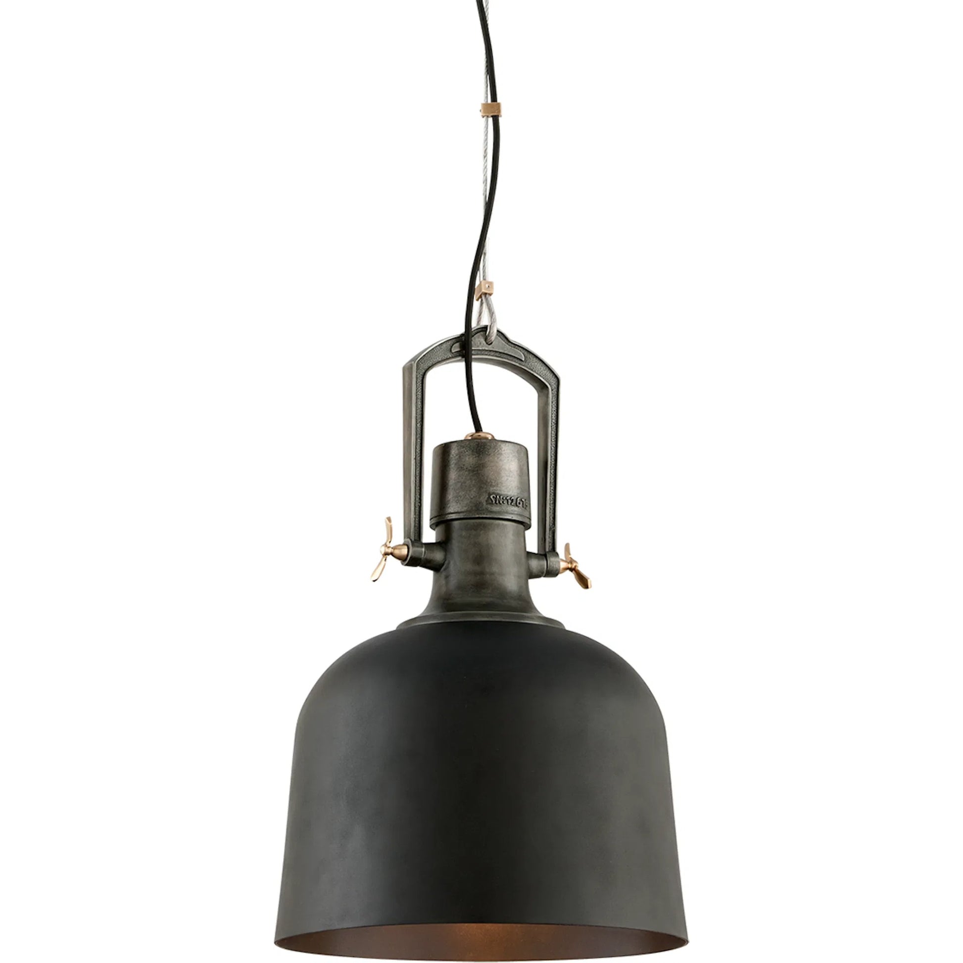 Hangar 31 Pendant by Troy in soft black. Made from hand worked iron in a modern style.