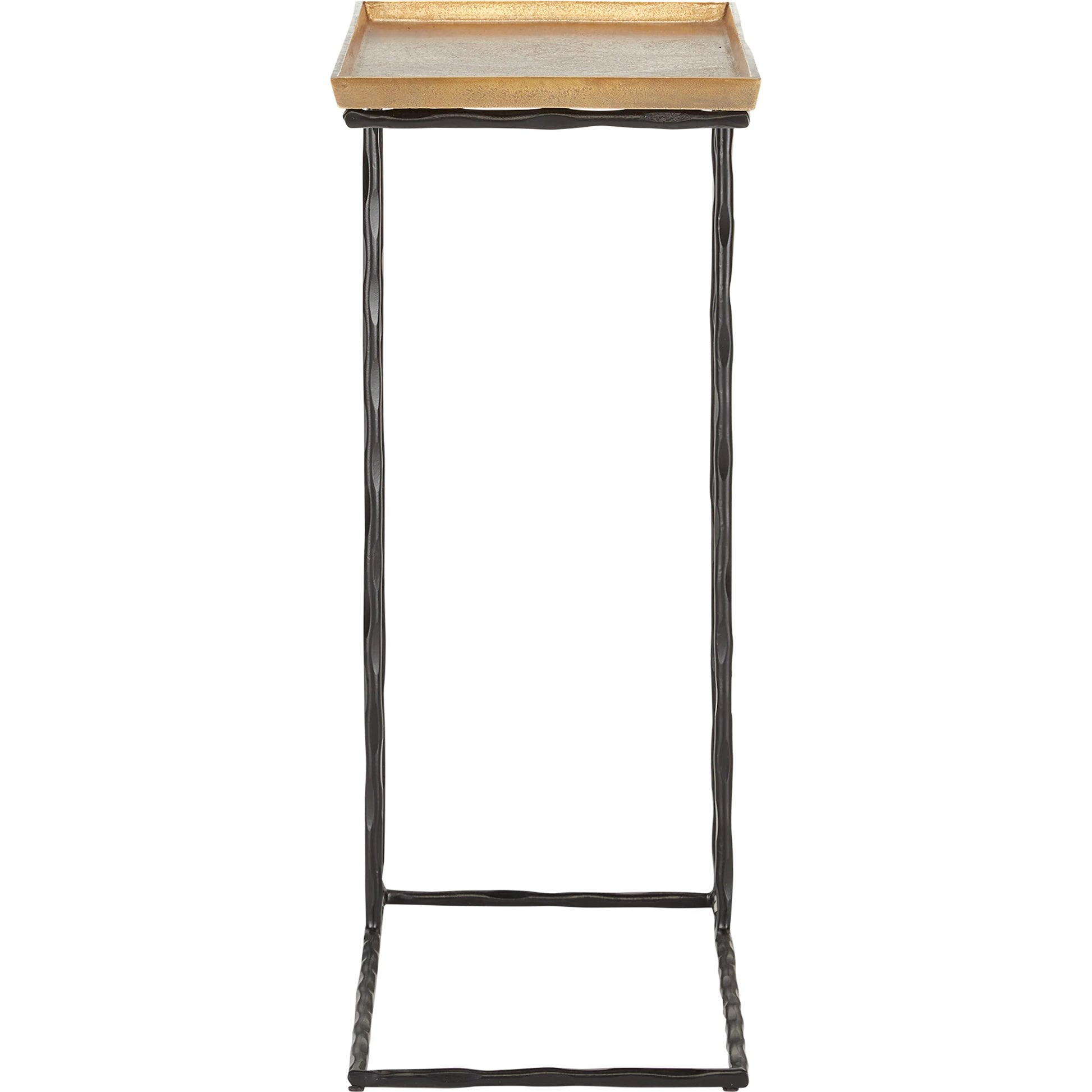 Boyles C Table by Currey and Company in antique brass, black. Made from cast aluminum, wrought iron in a transitional style.