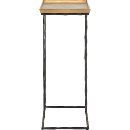 Boyles C Table by Currey and Company in antique brass, black. Made from cast aluminum, wrought iron in a transitional style.