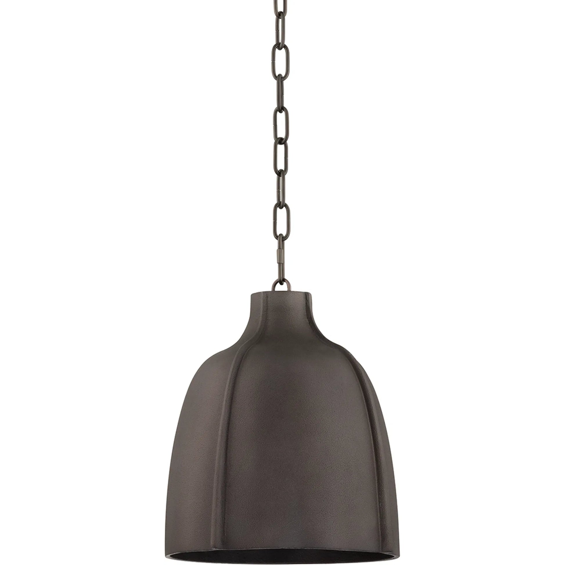 Flint Pendant by Troy in brass. Made from blackened graphite in a modern style.