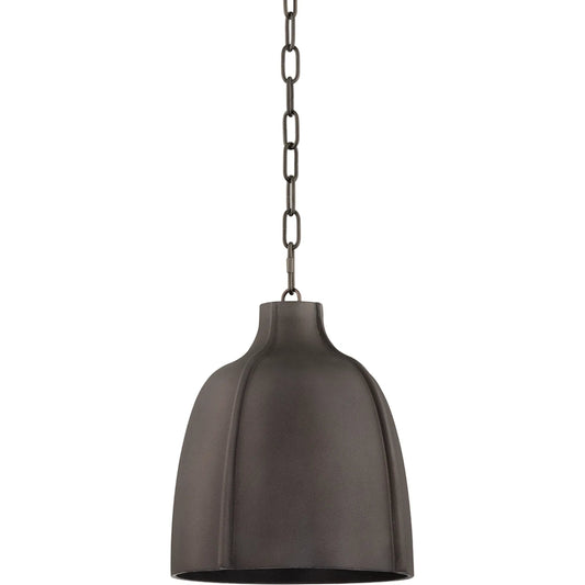 Flint Pendant by Troy in brass. Made from blackened graphite in a modern style.