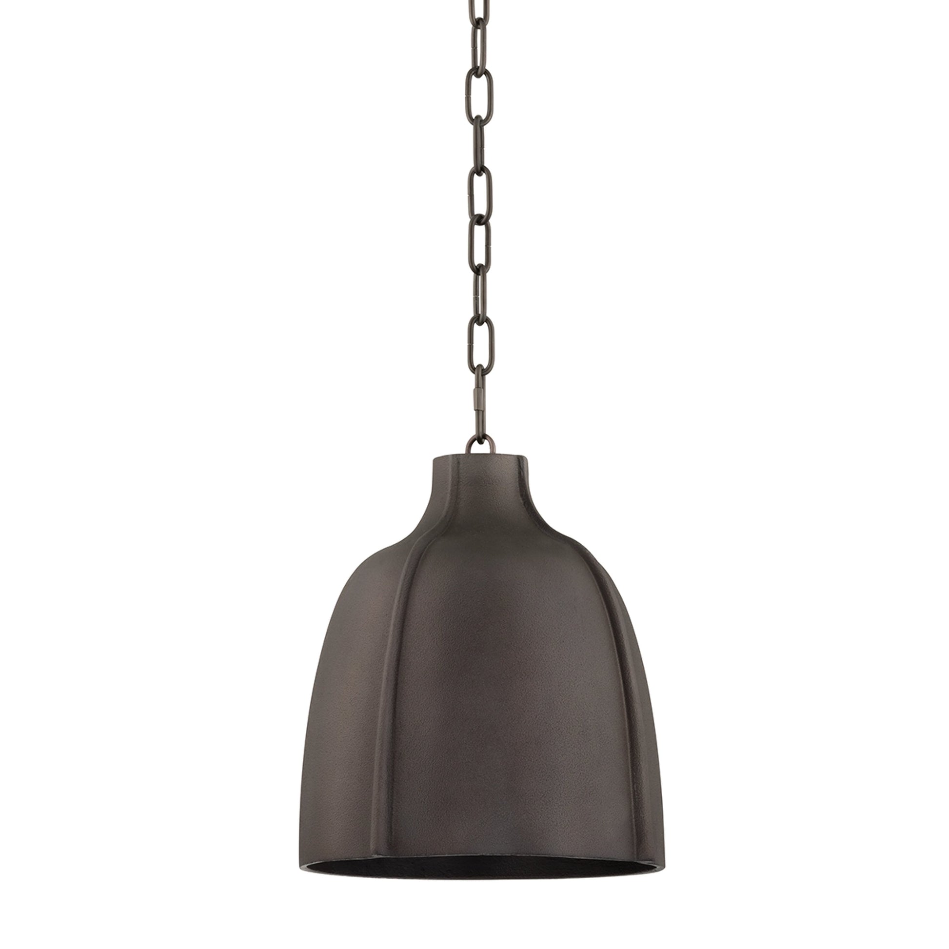 Flint Pendant by Troy in brass. Made from blackened graphite in a modern style.