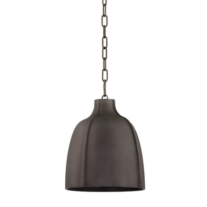 Flint Pendant by Troy in brass. Made from blackened graphite in a modern style.