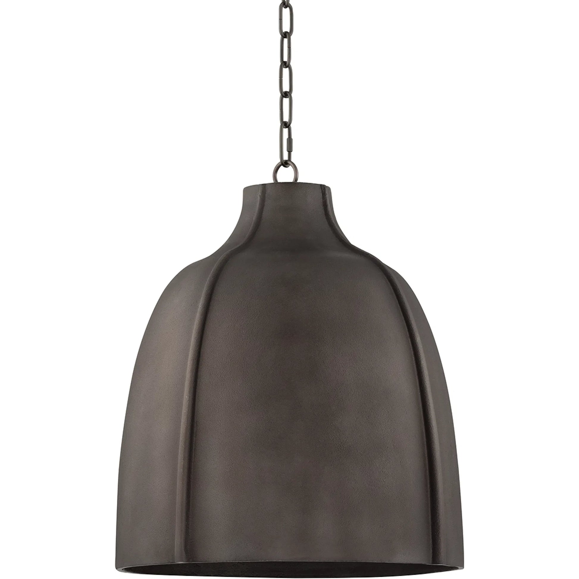 Flint Pendant by Troy in brass. Made from blackened graphite in a modern style.