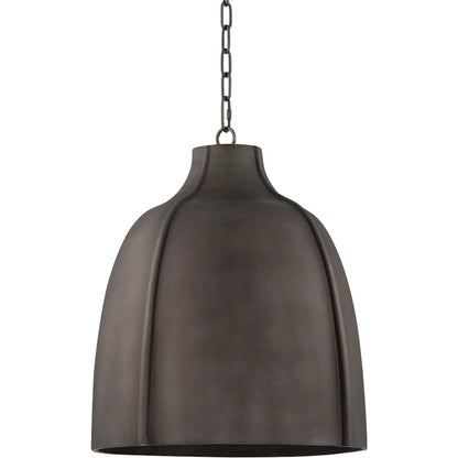 Flint Pendant by Troy in brass. Made from blackened graphite in a modern style.