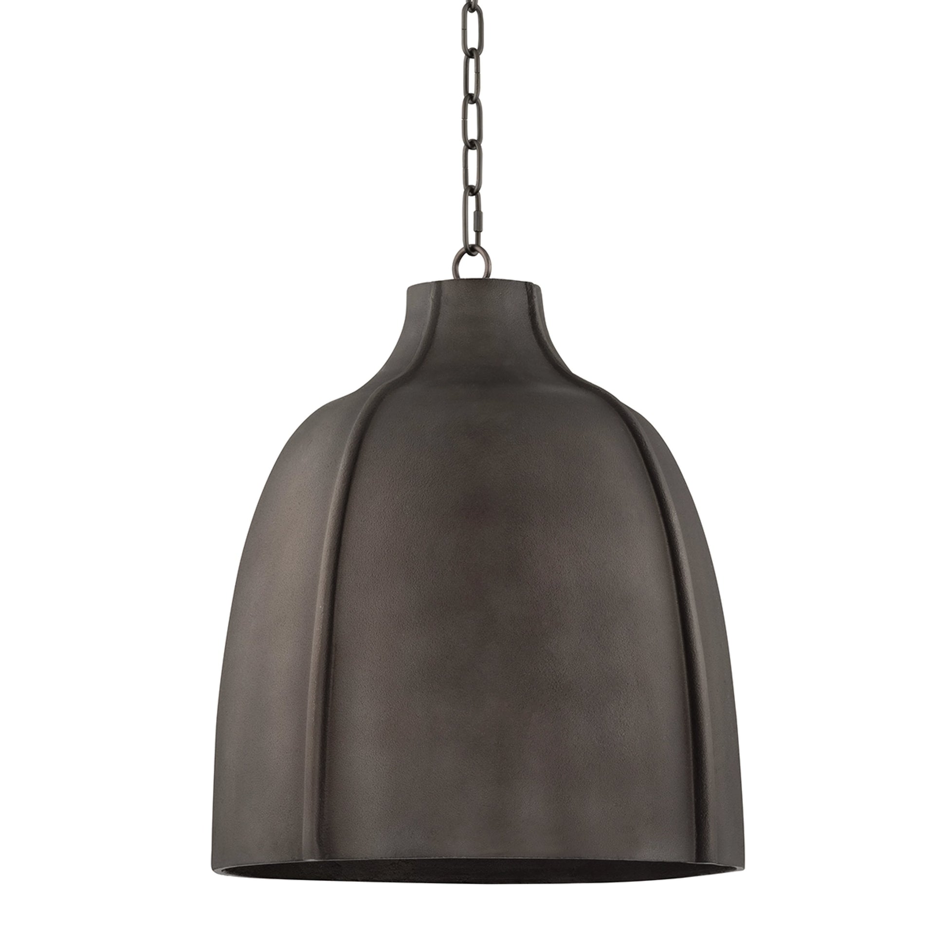 Flint Pendant by Troy in brass. Made from blackened graphite in a modern style.