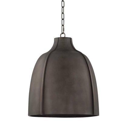 Flint Pendant by Troy in brass. Made from blackened graphite in a modern style.