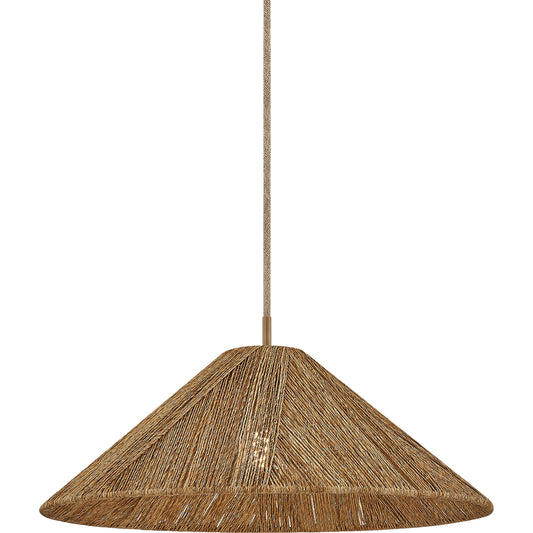 Ahrens Pendant by Troy in patina brass. Made from natural woven, natural jute in a unique style.