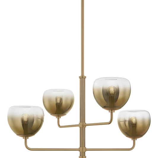 August 4-Light Chandelier by Troy in patina brass. Made from steel in a unique style.