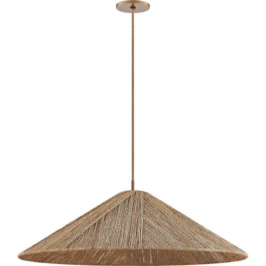 Ahrens Pendant by Troy in patina brass. Made from natural woven, natural jute in a unique style.