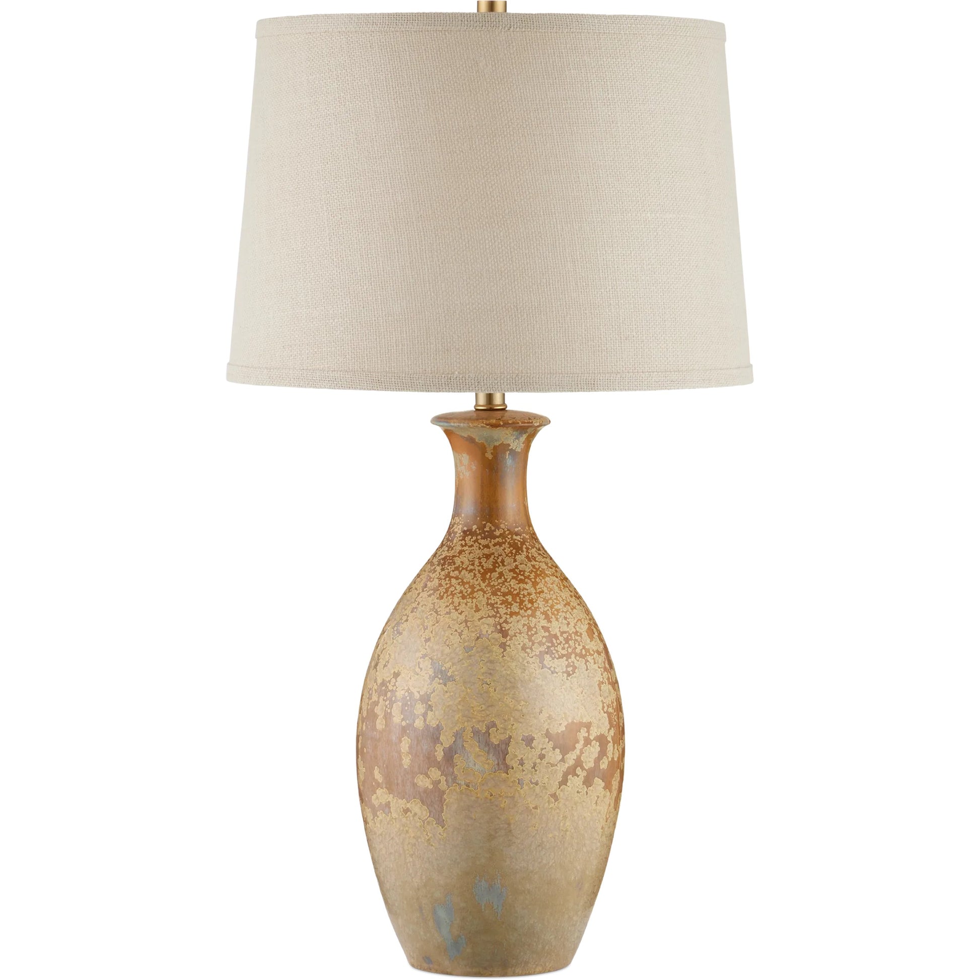 Stellata Table Lamp by Currey and Company in ochre. Made from ceramic in a modern style.