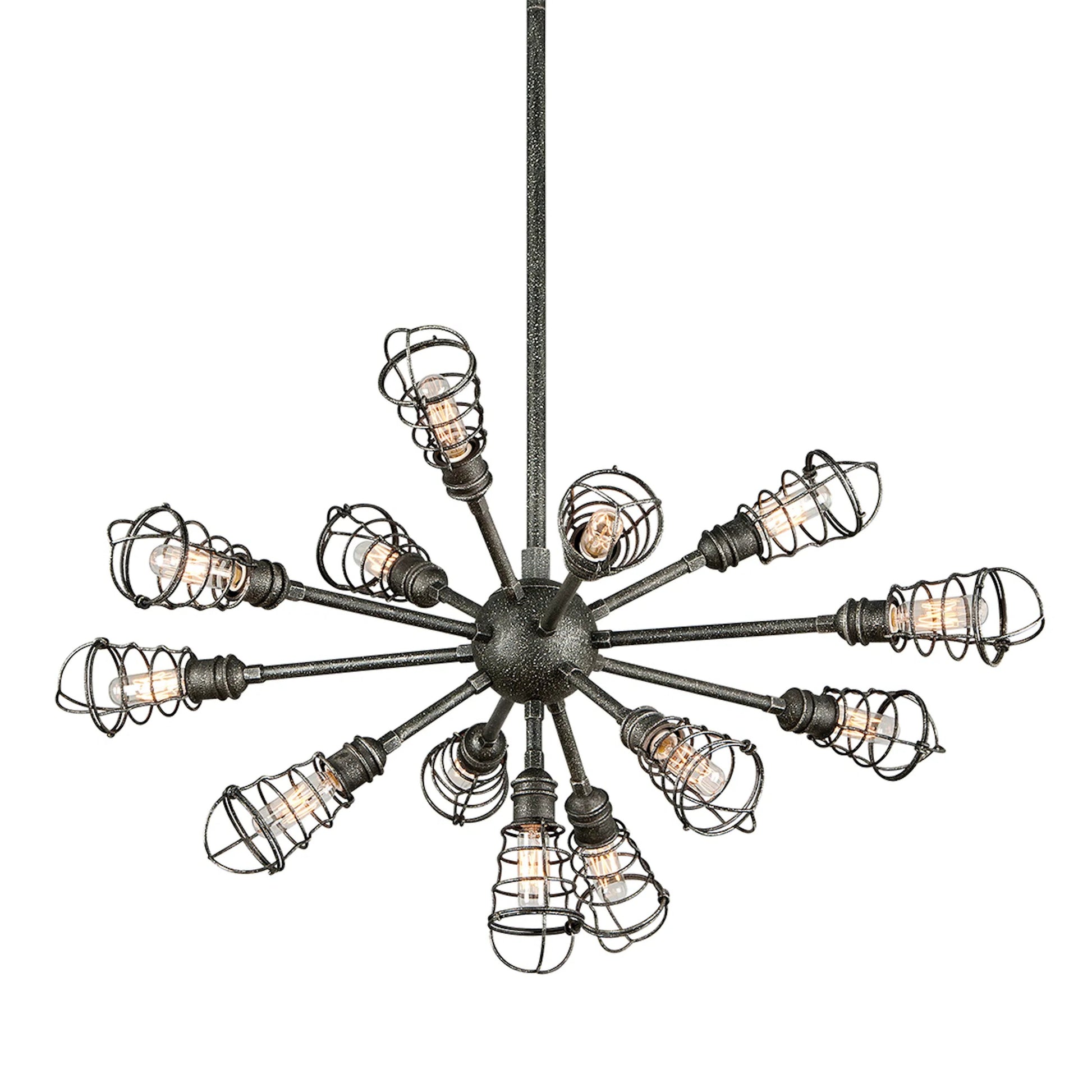 Conduit Mini Pendant Mini by Troy in old silver. Made from hand-worked iron in a modern style.