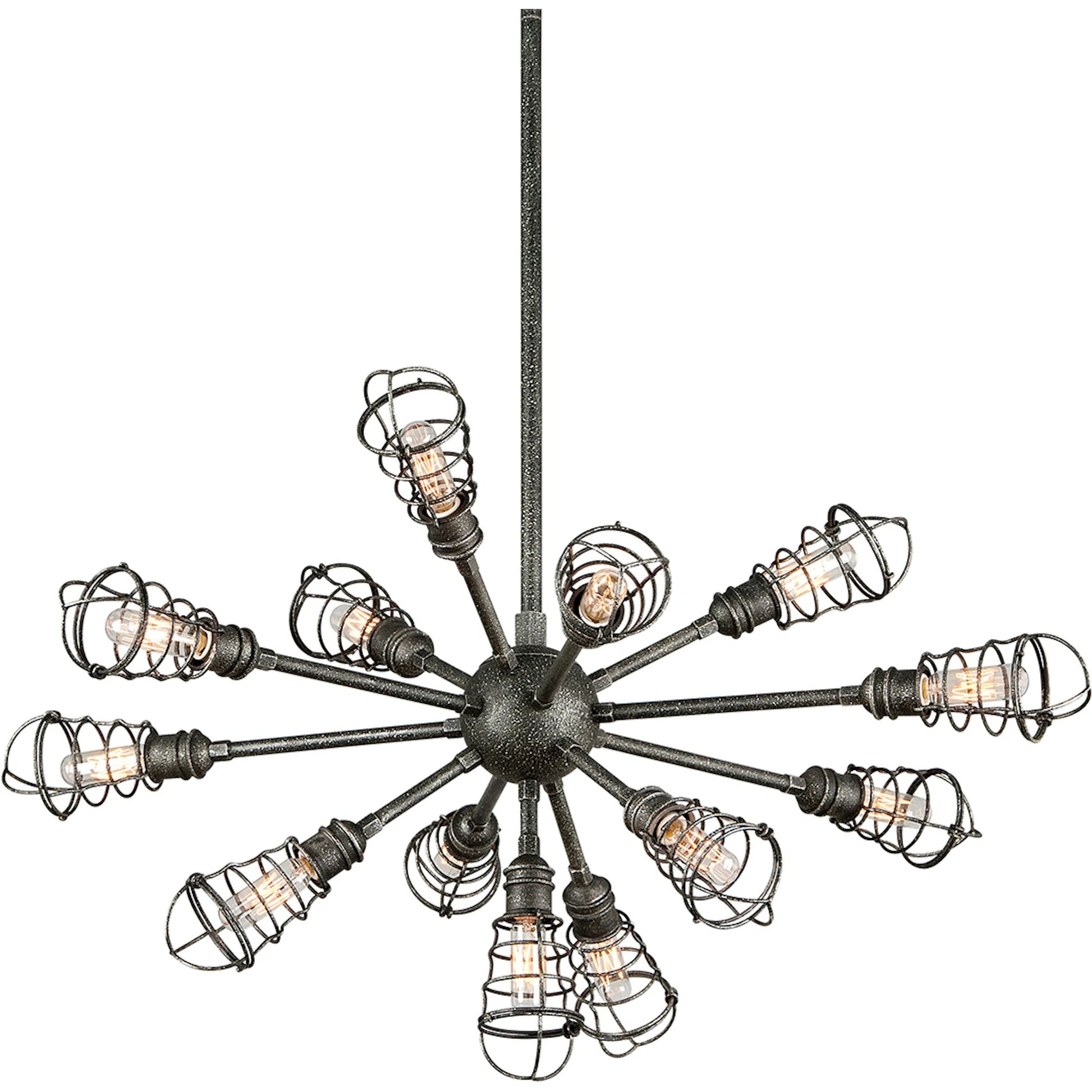 Conduit Mini Pendant Mini by Troy in old silver. Made from hand-worked iron in a modern style.