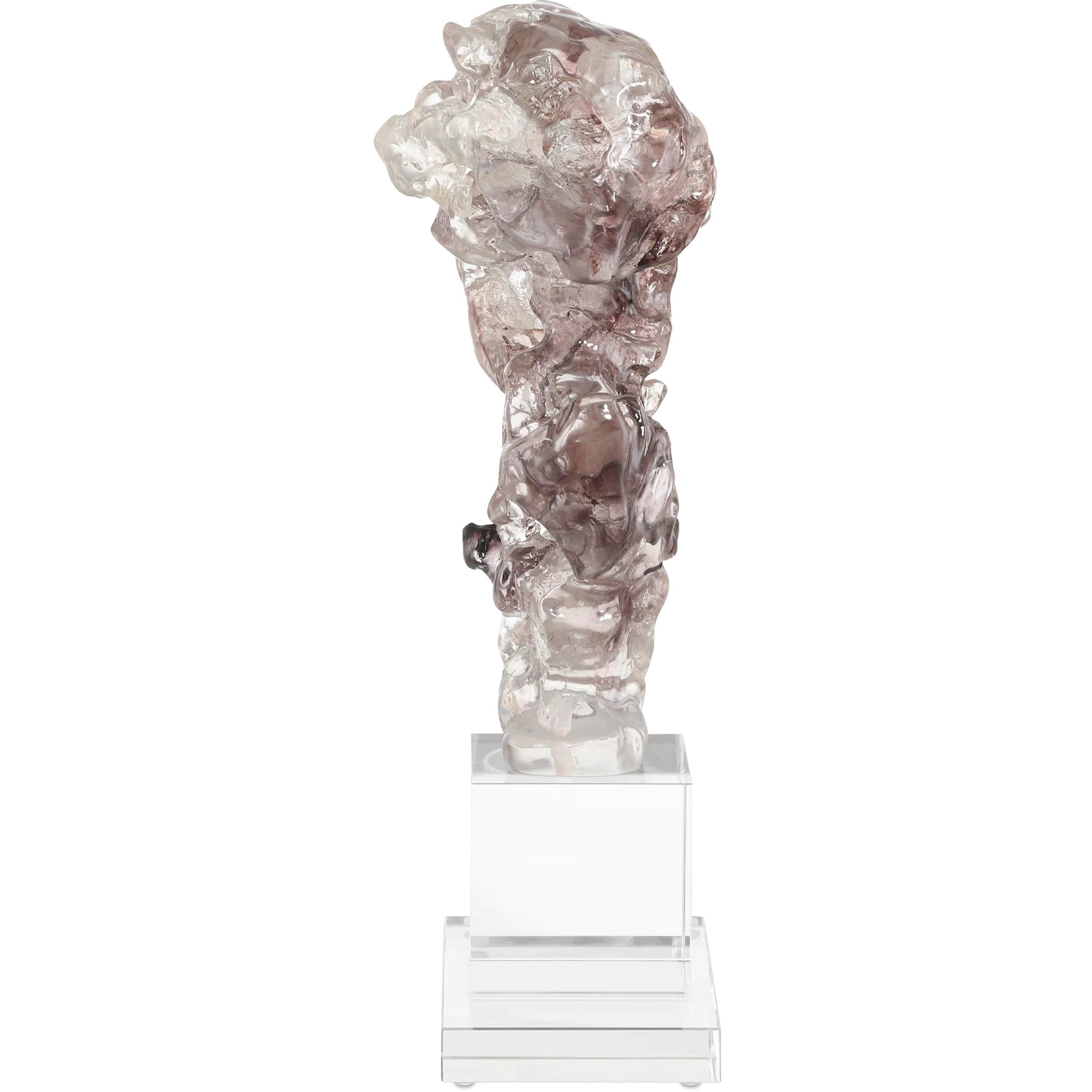 Faux Rock Crystal Sculpture by Currey and Company in purple pink, clear. Made from composite, optic crystal in a modern style.