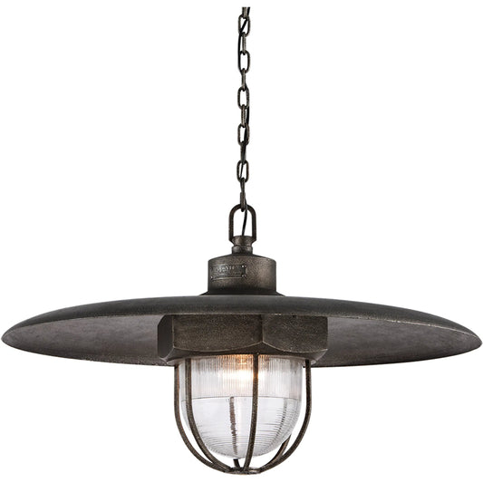 Acme Pendant by Troy in aged silver. Made from solid aluminum in a modern style.