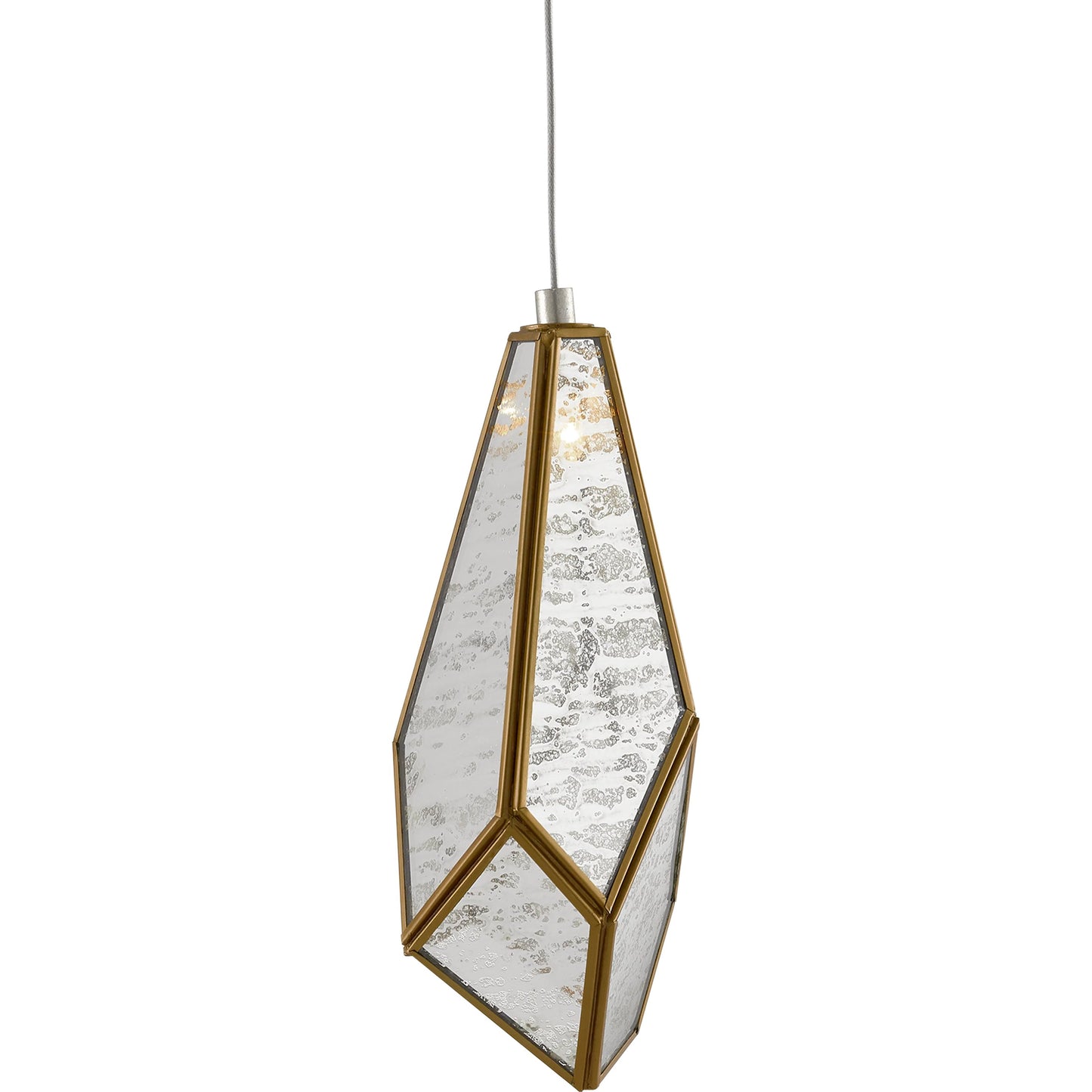 005 SR-890137 | Closeup | Glace Linear Pendant by Currey and Company in painted silver, antique brass. Made from brass in a modern style.