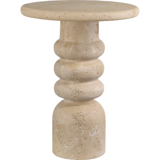 Rocco Accent Table by Currey and Company in beige. Made from composite concrete in a unique style.