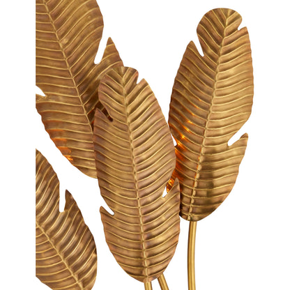 Tropical Wall Sconce by Currey and Company in vintage brass. Made from brass in a transitional style.