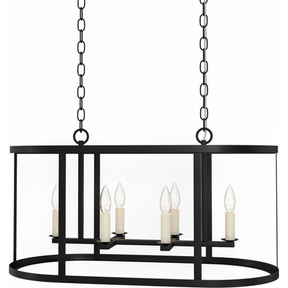 Bryant Linear Chandelier by Lumanity in oil rubbed bronze. Made from iron in a traditional style.