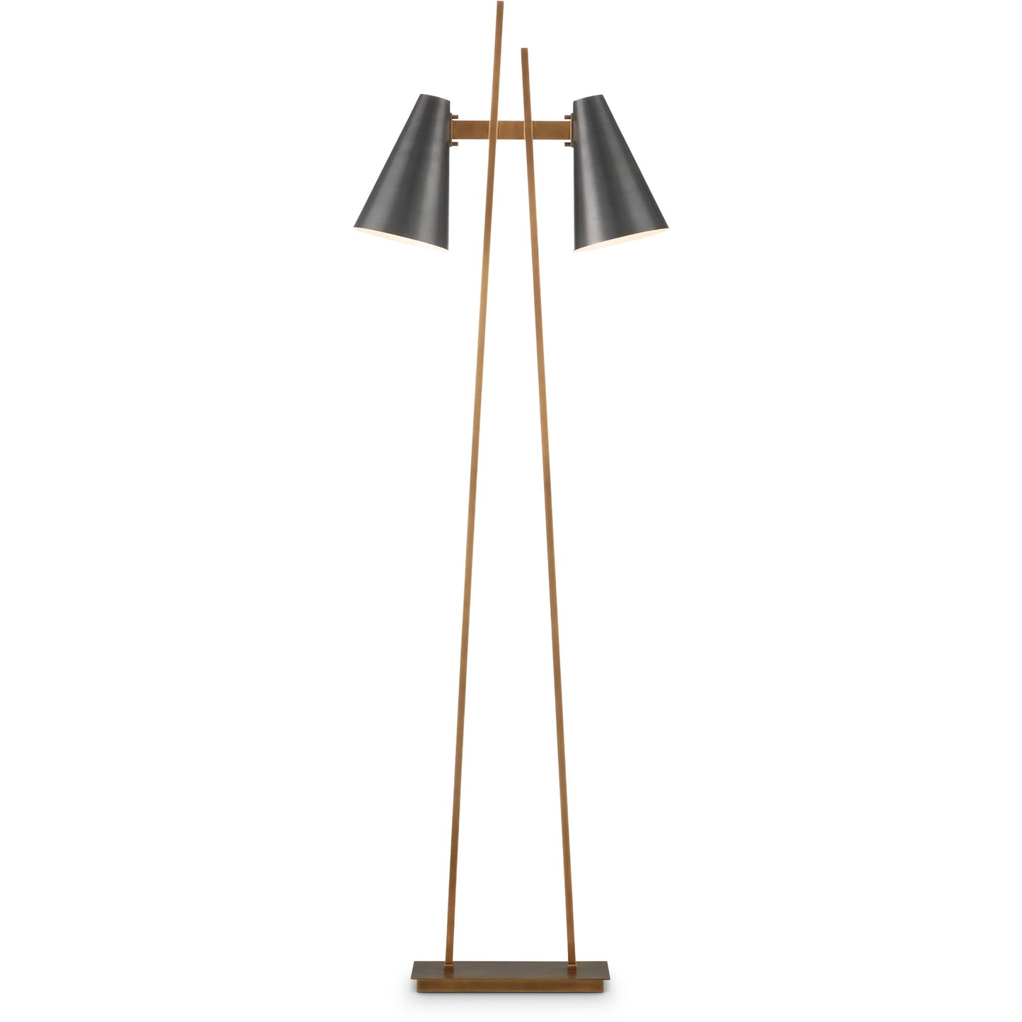 000 SI-2257396 | Primary Silo | Duet Floor Lamp by Currey and Company in oil rubbed bronze, antique brass. Made from metal in a modern style.