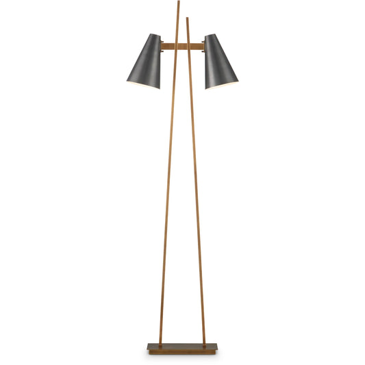 Duet Floor Lamp by Currey and Company in oil rubbed bronze, antique brass. Made from metal in a unique style.