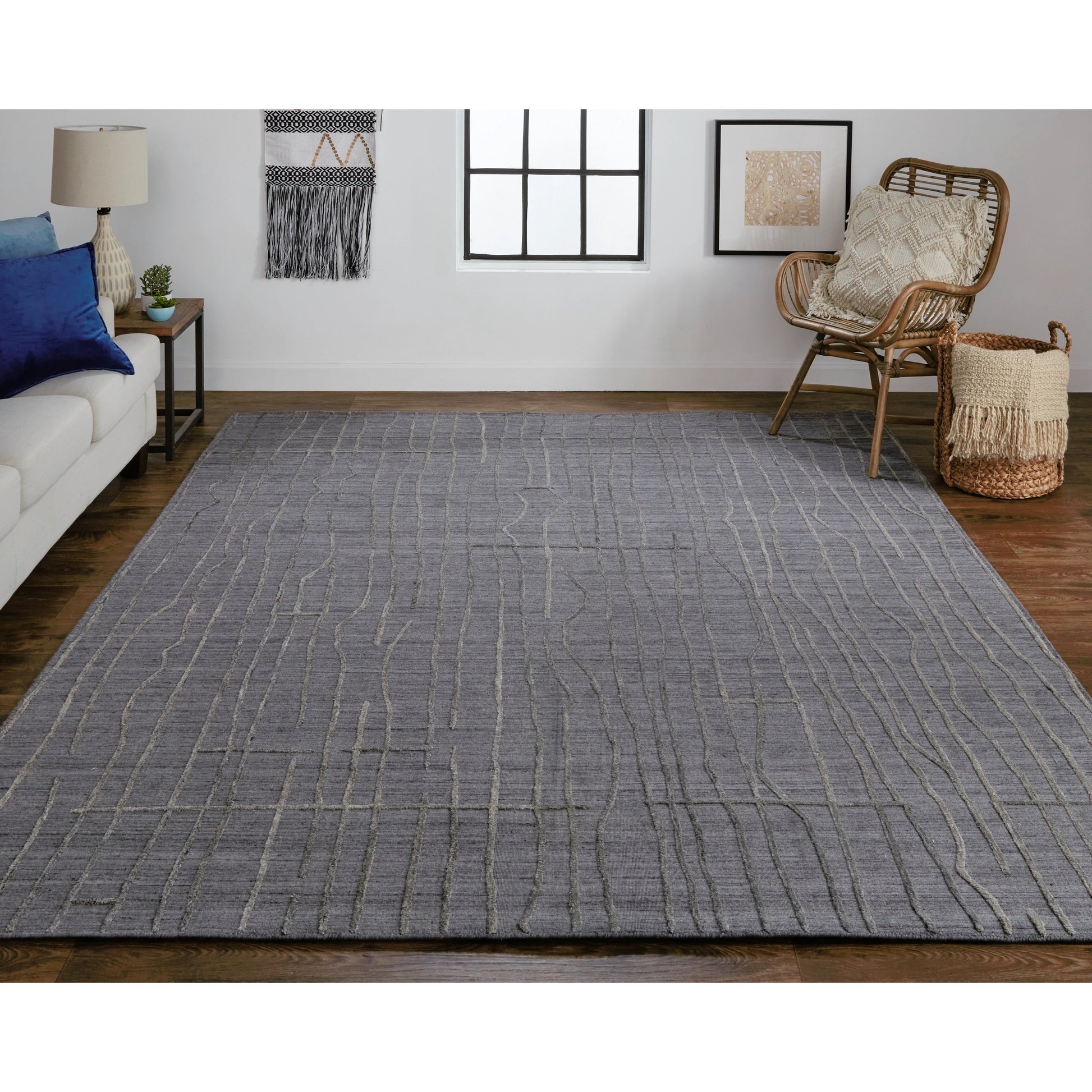 Haverhill Transitional Solid Rug - T07T8000 by Thom Felicia by Feizy Rugs in gray, silver. Made from viscose, wool in a unique style.
