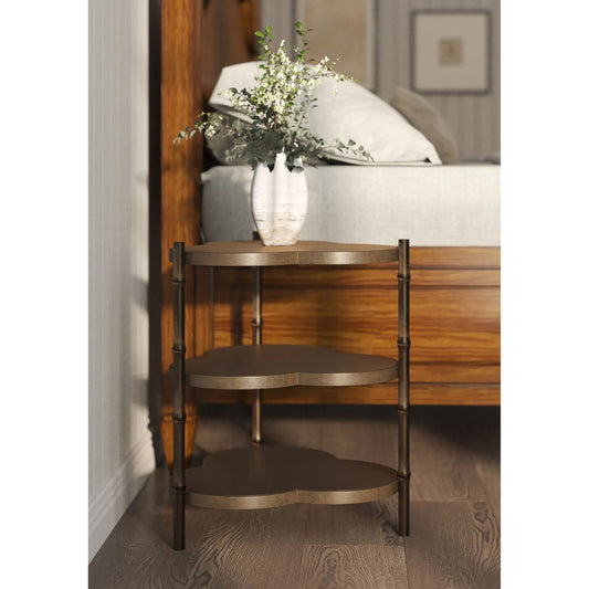 Eave Accent Table by A.R.T. Furniture in burnished gold, bronze. Made from poplar, parawood solids, walnut veneer in a unique style.