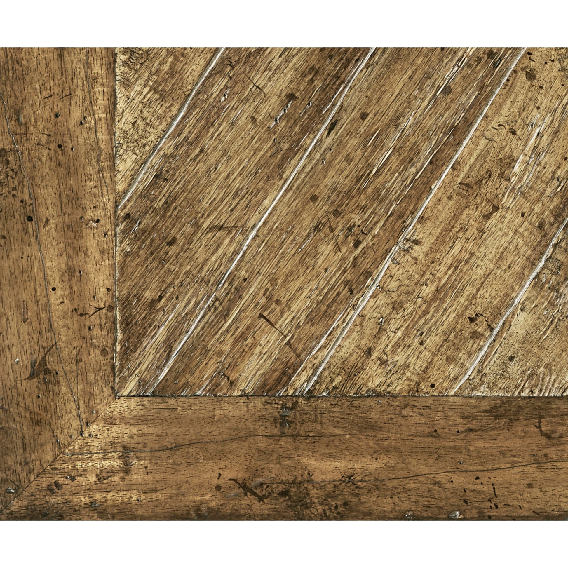 Casual Accents Medium Driftwood Parquet Top Dining Table by Jonathan Charles in medium brown driftwood. Made from acacia in a modern style.