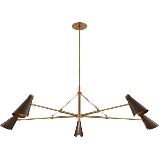 Andersen 5-Light Chandelier by Troy in patina brass, bronze. Made from steel in a unique style.