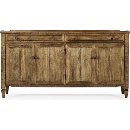 Casual Accents Medium Driftwood Credenza by Jonathan Charles in medium driftwood. Made from acacia in a modern style.