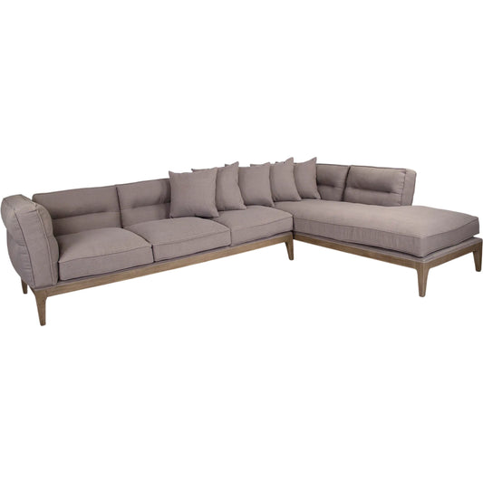 Louis Sectional by Zentique in natural beech, grey linen. Made from beech, cotton in a unique style.