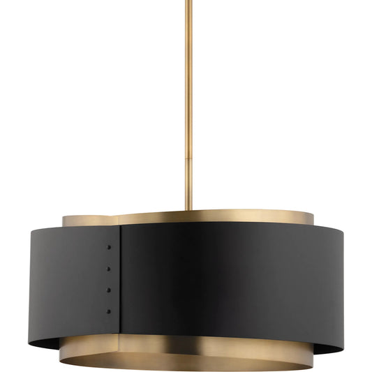 Roux Pendant by Troy in patina brass. Made from steel in a modern style.