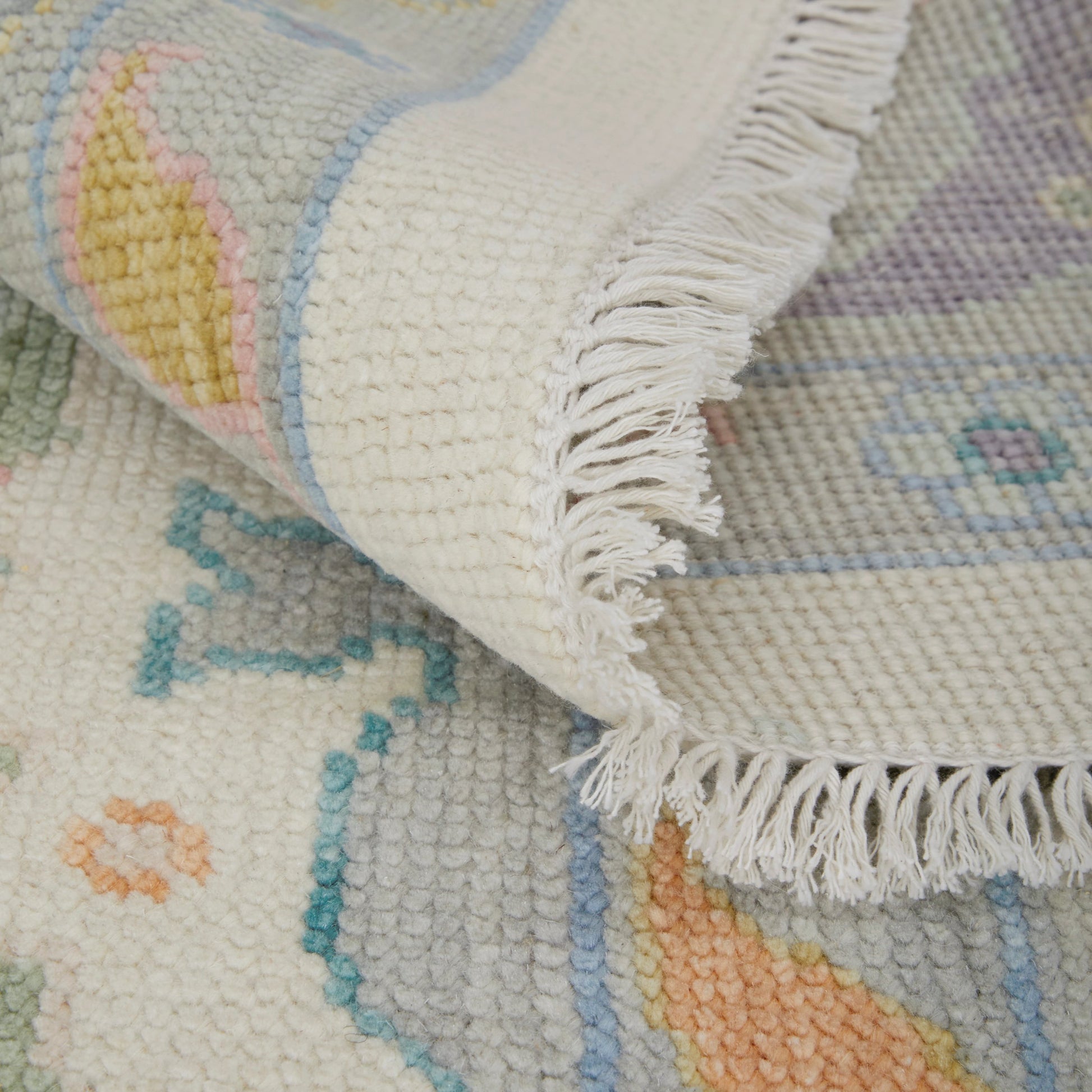 Karina Transitional & Botanical Rug - 90969G9F by Feizy in ivory, orange, blue. Made from wool in a unique style.