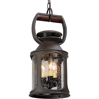 Old Trail Pendant by Troy in centennial rust. Made from solid aluminum in a traditional style.